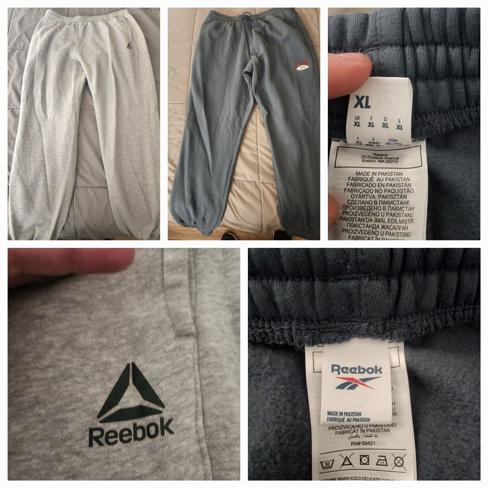 Reebok Heather Gray & Light Teal / Blue Sweat Pants- Set Of 2 NWOT